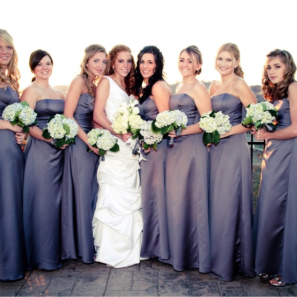 Alfred Angelo Gray Satin Gown - Bridesmaid or Prom Dress - Picture 3 of 4